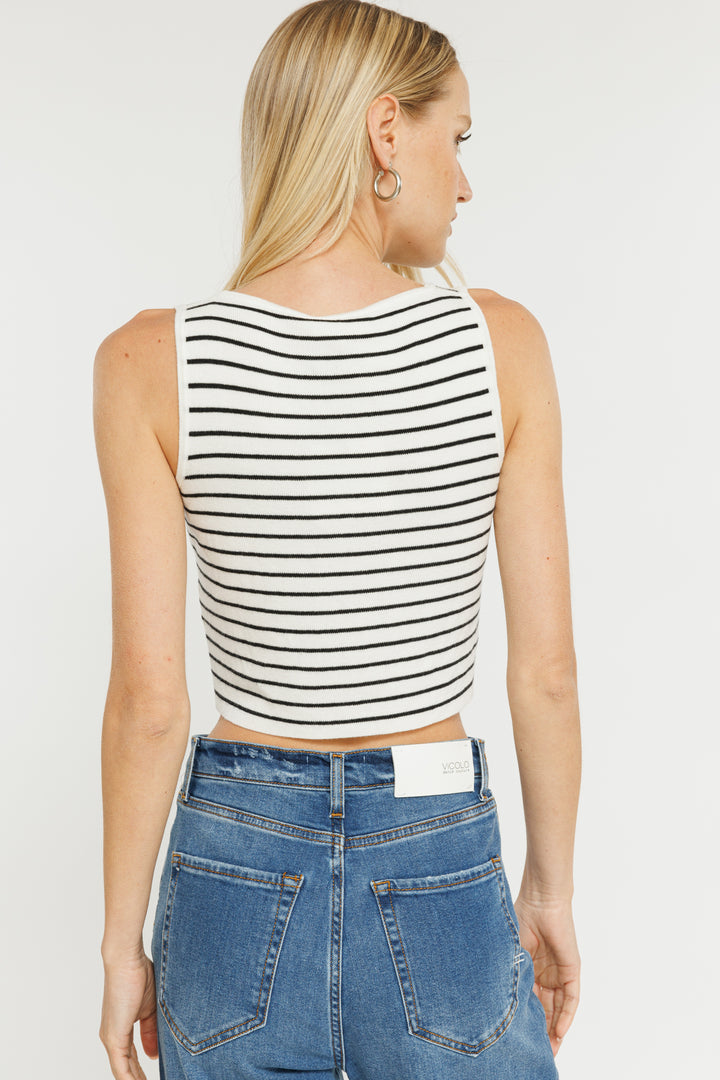 גופיית קרופ Step פסים בצבע לבן/שחור