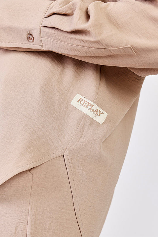 חולצה מכופתרת Wide Style בצבע בז'