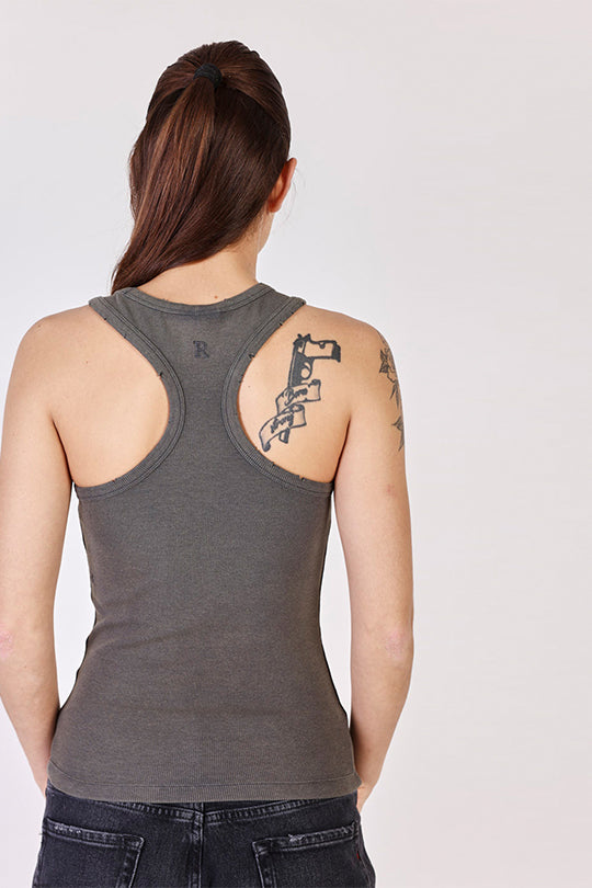 גופיית ריב קולר High Neck בצבע אפור