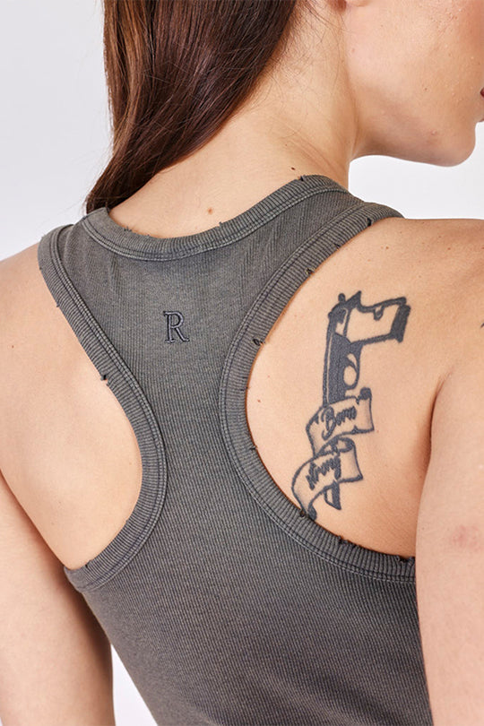 גופיית ריב קולר High Neck בצבע אפור