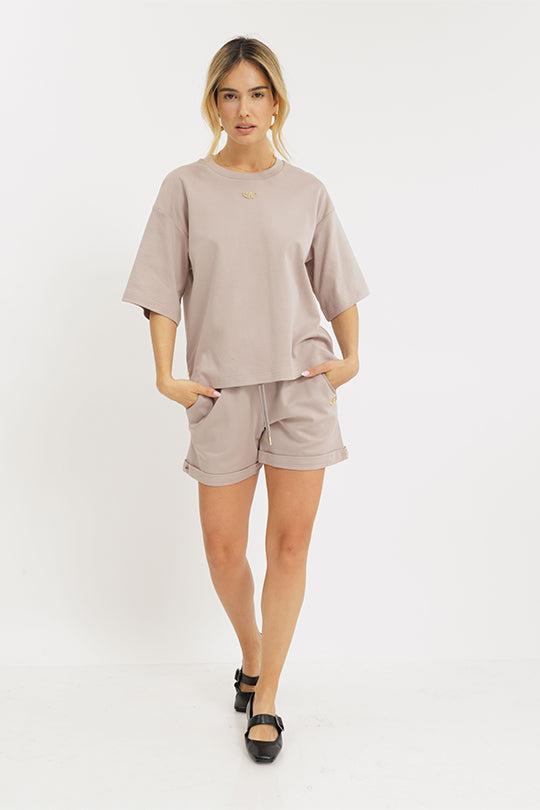 טישירט אוברסייז בצבע אבן