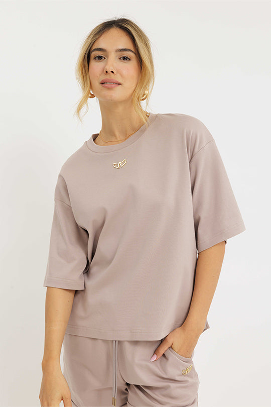 טישירט אוברסייז בצבע אבן