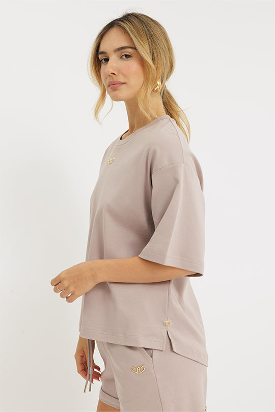 טישירט אוברסייז בצבע אבן