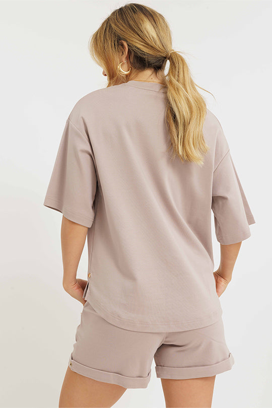 טישירט אוברסייז בצבע אבן