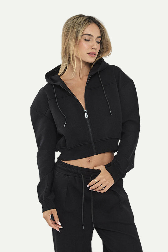 קפוצ’ון קרופ בצבע שחור