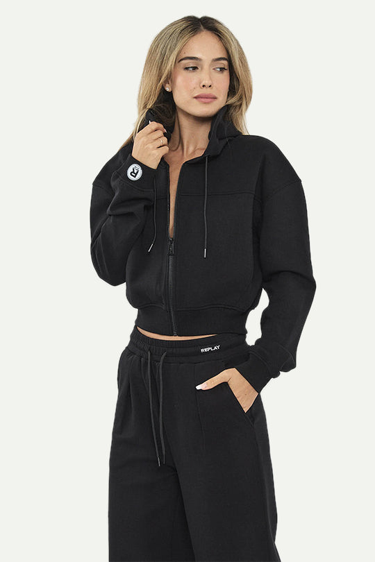 קפוצ’ון קרופ בצבע שחור