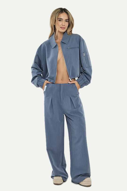 ג’קט קרופ בצבע כחול