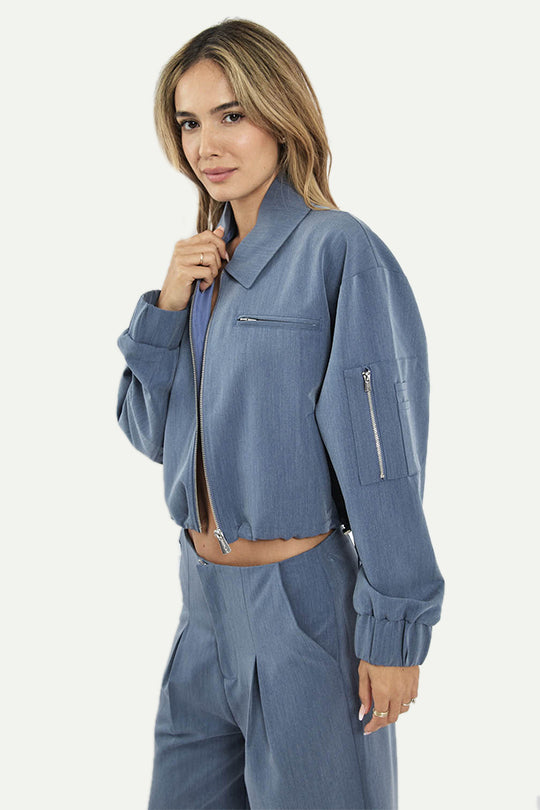 ג’קט קרופ בצבע כחול