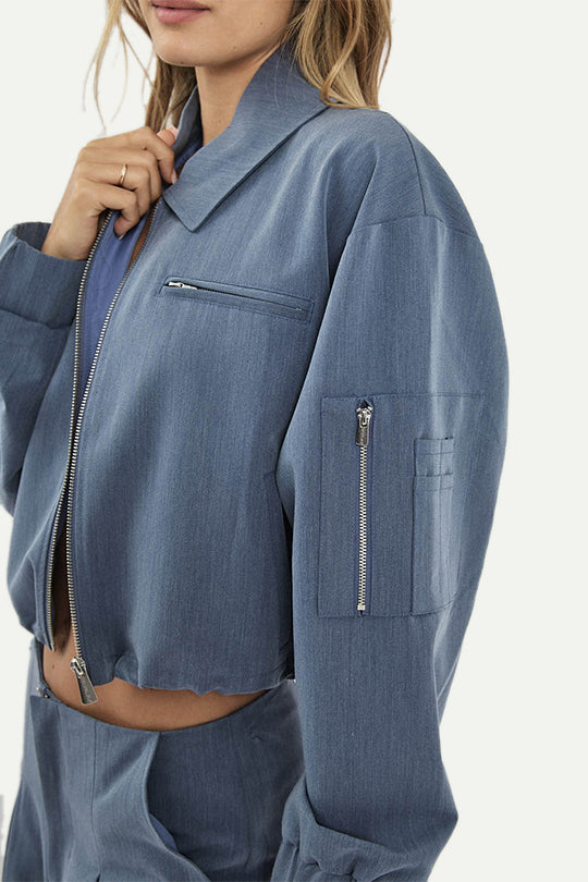 ג’קט קרופ בצבע כחול