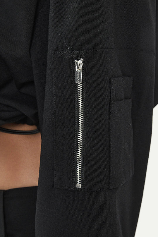 ג’קט קרופ בצבע שחור