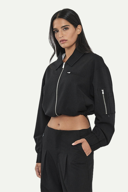 ג’קט קרופ בצבע שחור