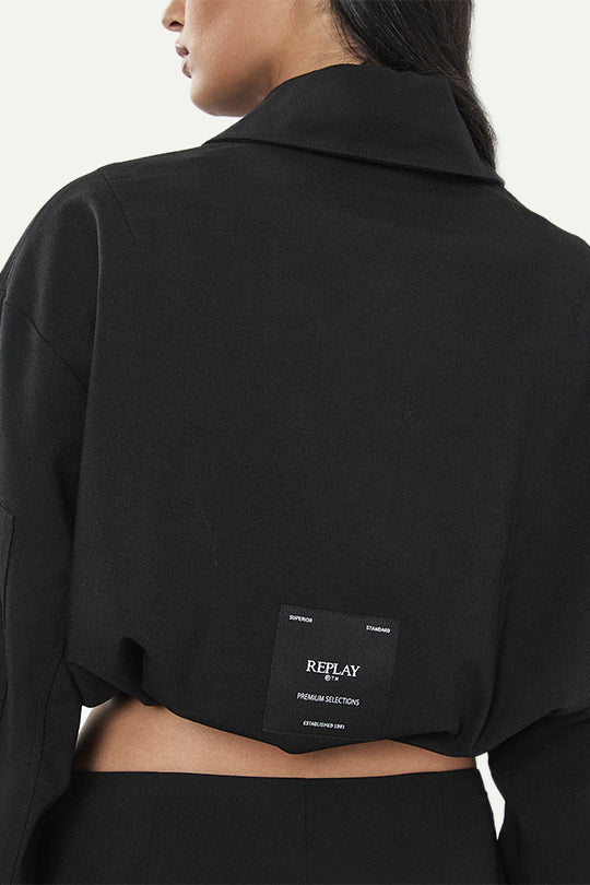 ג’קט קרופ בצבע שחור