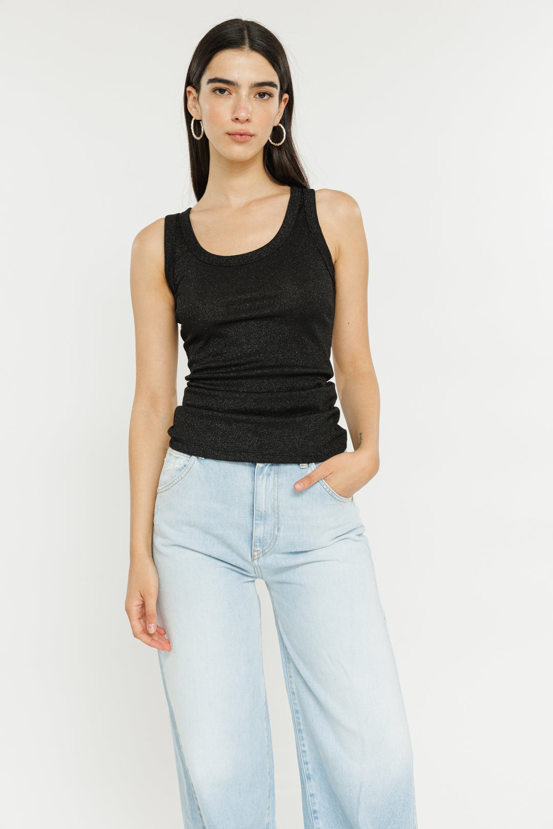 גופיית ריב Lurex בצבע שחור