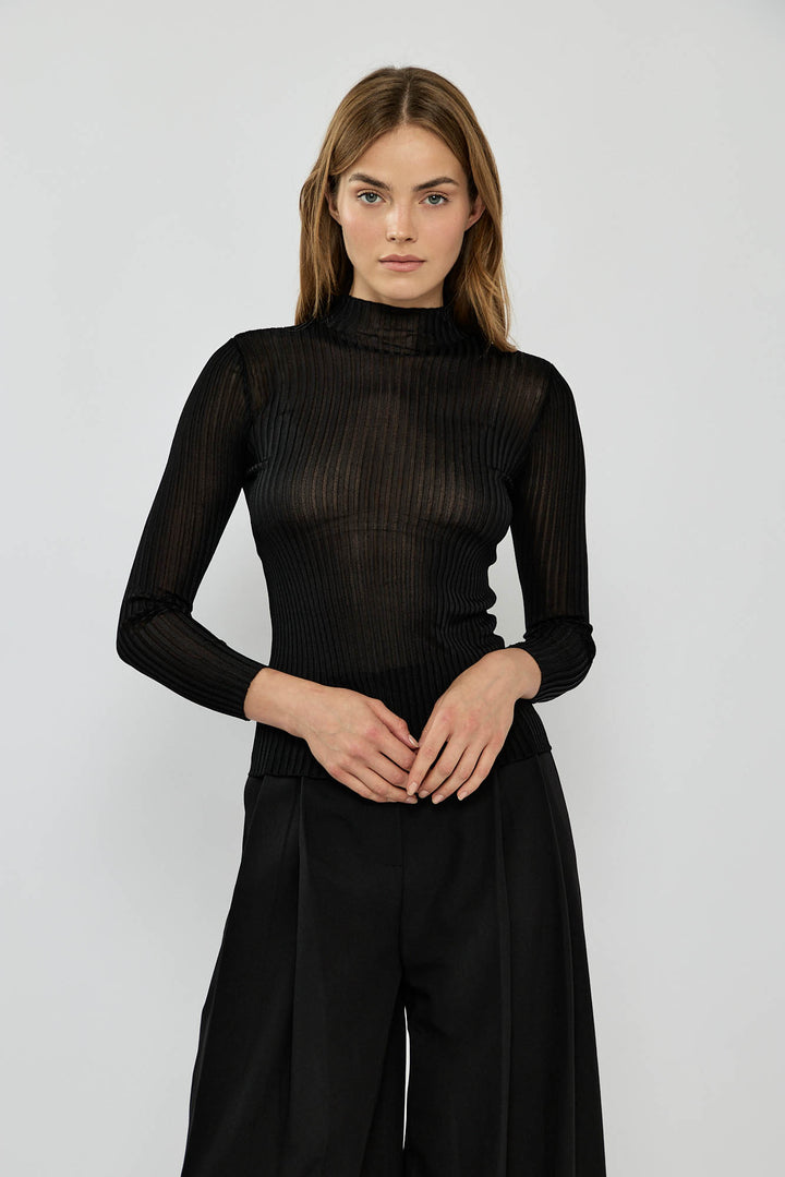 חולצת ריב ארוכה בצבע שחור