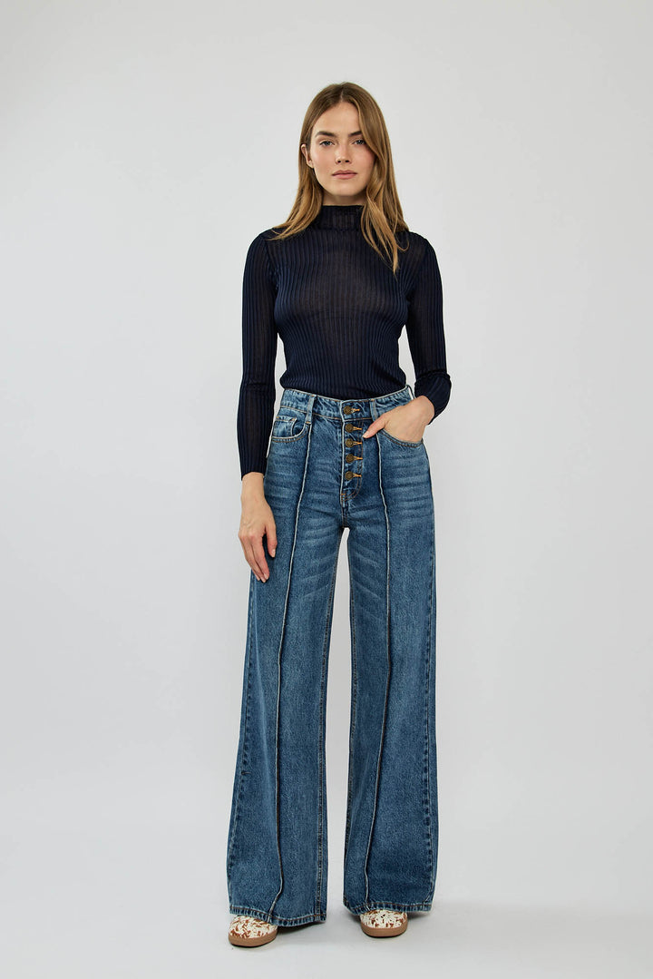 ג׳ינס רחב דגם ANNA בצבע כחול