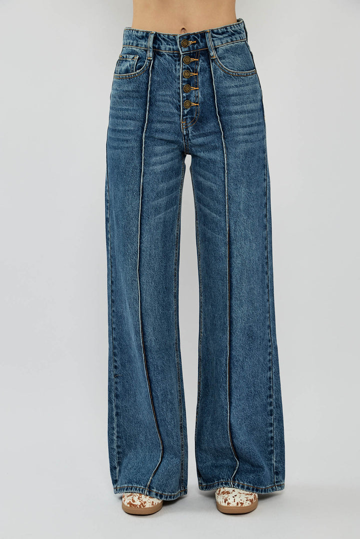 ג׳ינס רחב דגם ANNA בצבע כחול