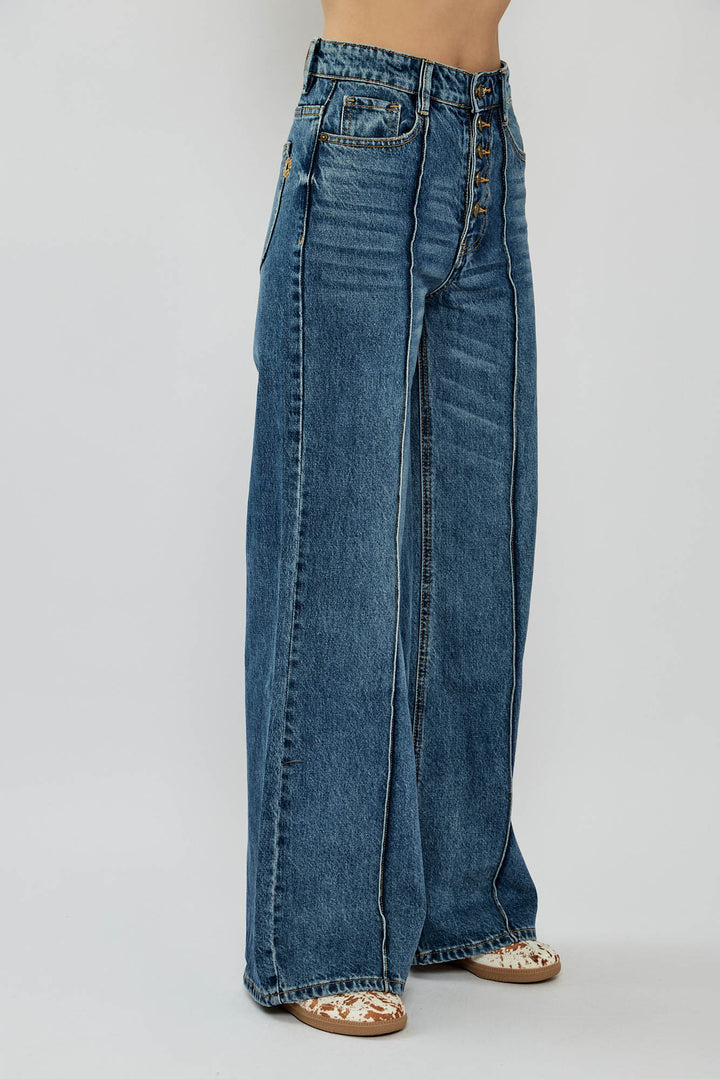 ג׳ינס רחב דגם ANNA בצבע כחול