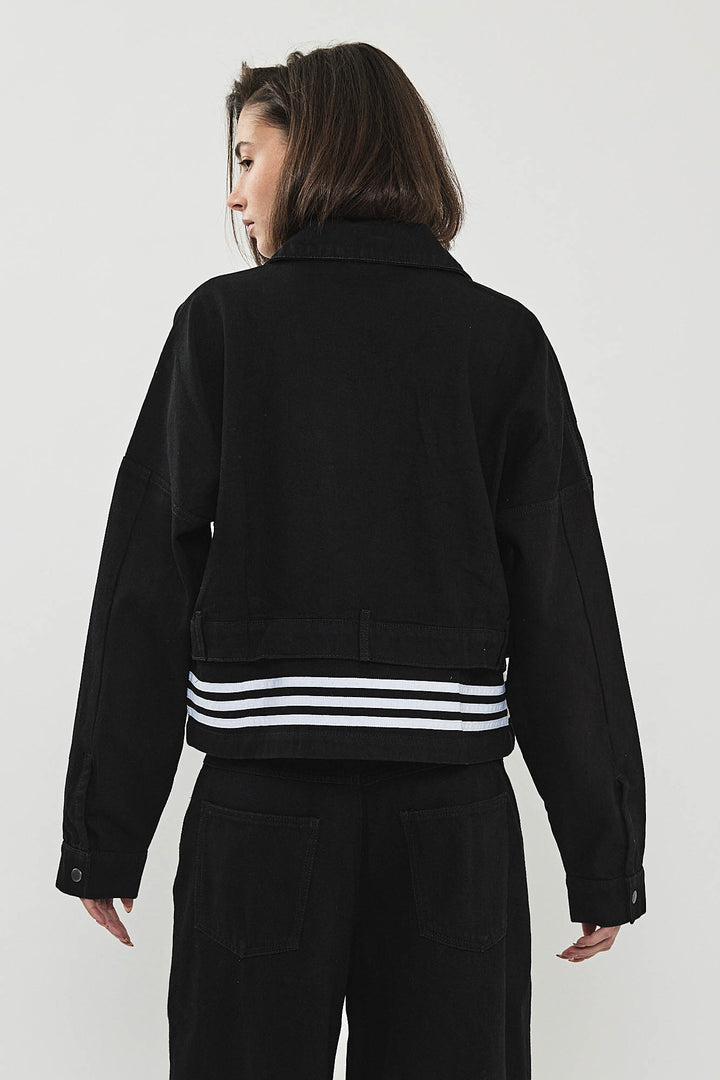 ג׳קט ג׳ינס DENIM TRACK בצבע שחור