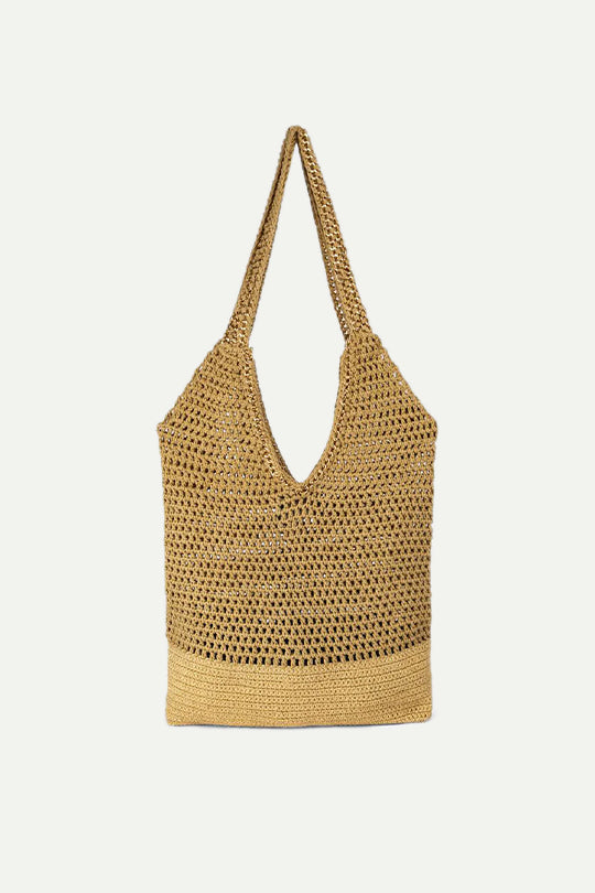 תיק צד סרוג בצבע חום