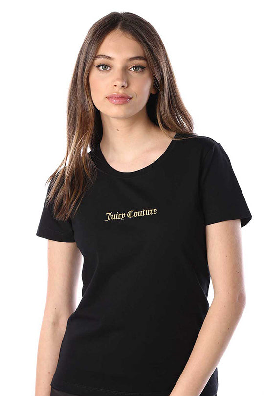 טי שירט קצרה Lycra בצבע שחור