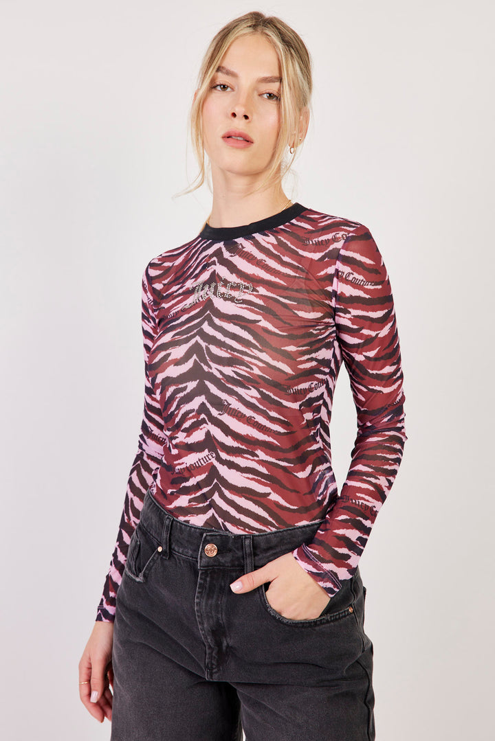 חולצה ארוכה שקופה בהדפס מנומר