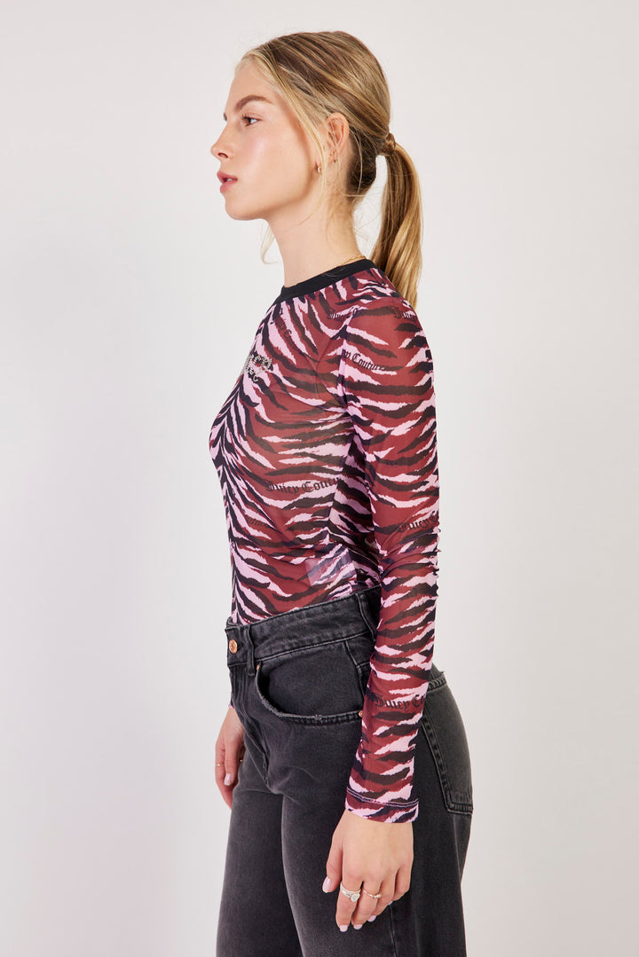 חולצה ארוכה שקופה בהדפס מנומר