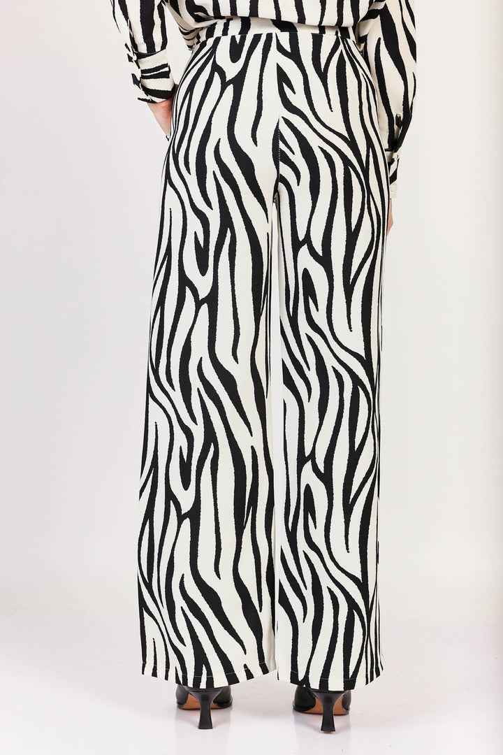 מכנסיים רחבים Simone בצבע שחור/לבן