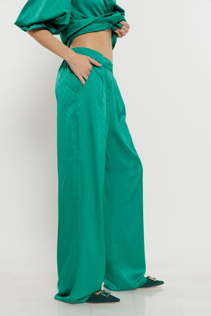 מכנסיים רחבים Ada בצבע ירוק