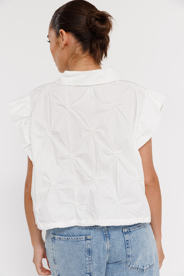 חולצה מכופתרת קצרה Milos בצבע לבן