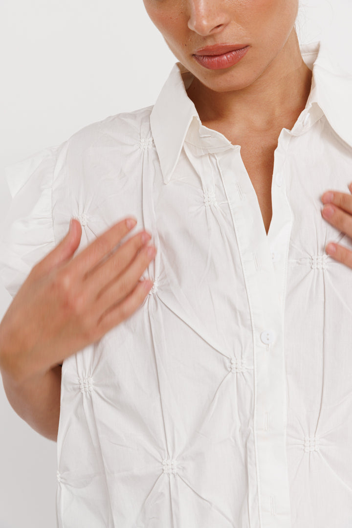 חולצה מכופתרת קצרה Milos בצבע לבן