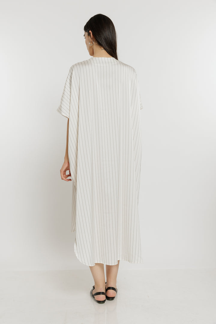 שמלה מכופתרת Laurel בצבע לבן פסים