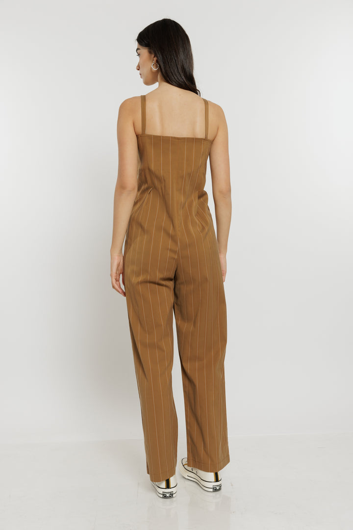 אוברול Alex בצבע חום פסים