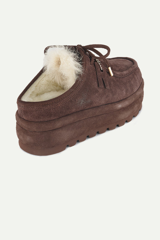 כפכפי פלטפורמה FLORA ONE בצבע חום