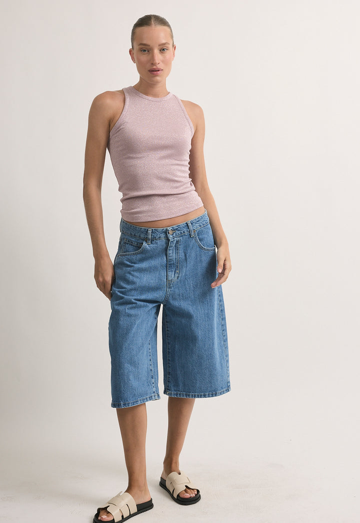 גופיית ריב מנצנצת בצבע ורוד