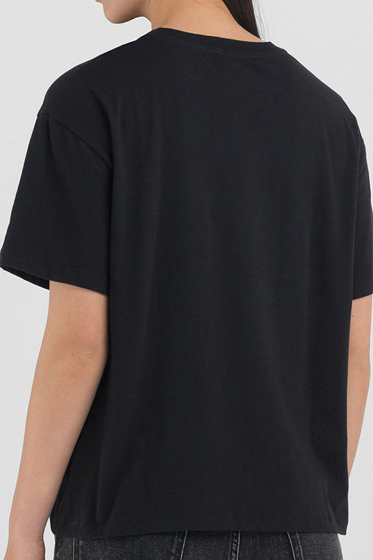 טי שירט קצרה Shiny בצבע שחור