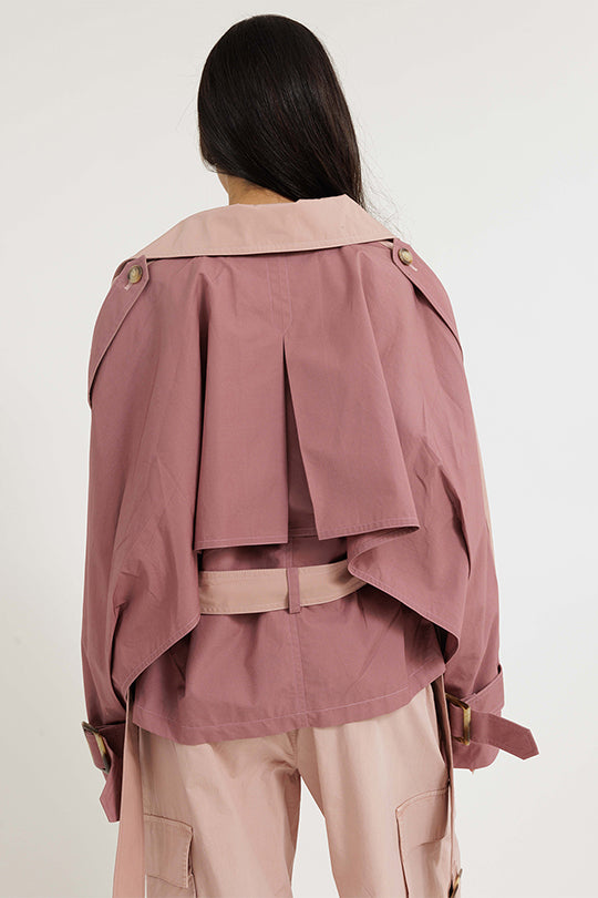 ג'קט טרנץ' קצר בצבע ורוד