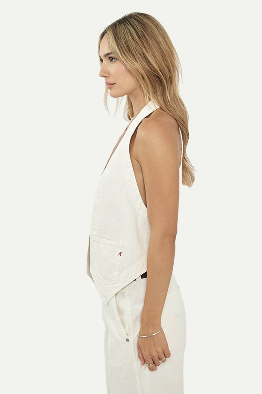 וסט ג׳ינס לנשים בצבע שמנת