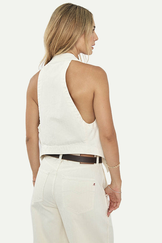 וסט ג׳ינס לנשים בצבע שמנת