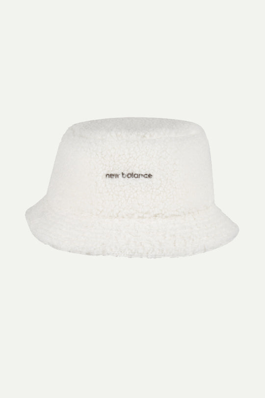 כובע באקט פליז בצבע לבן