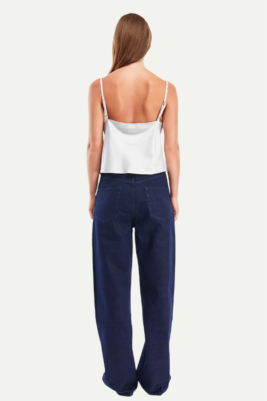 גופיית Mabela סאטן עם תחרה בצבע קרם