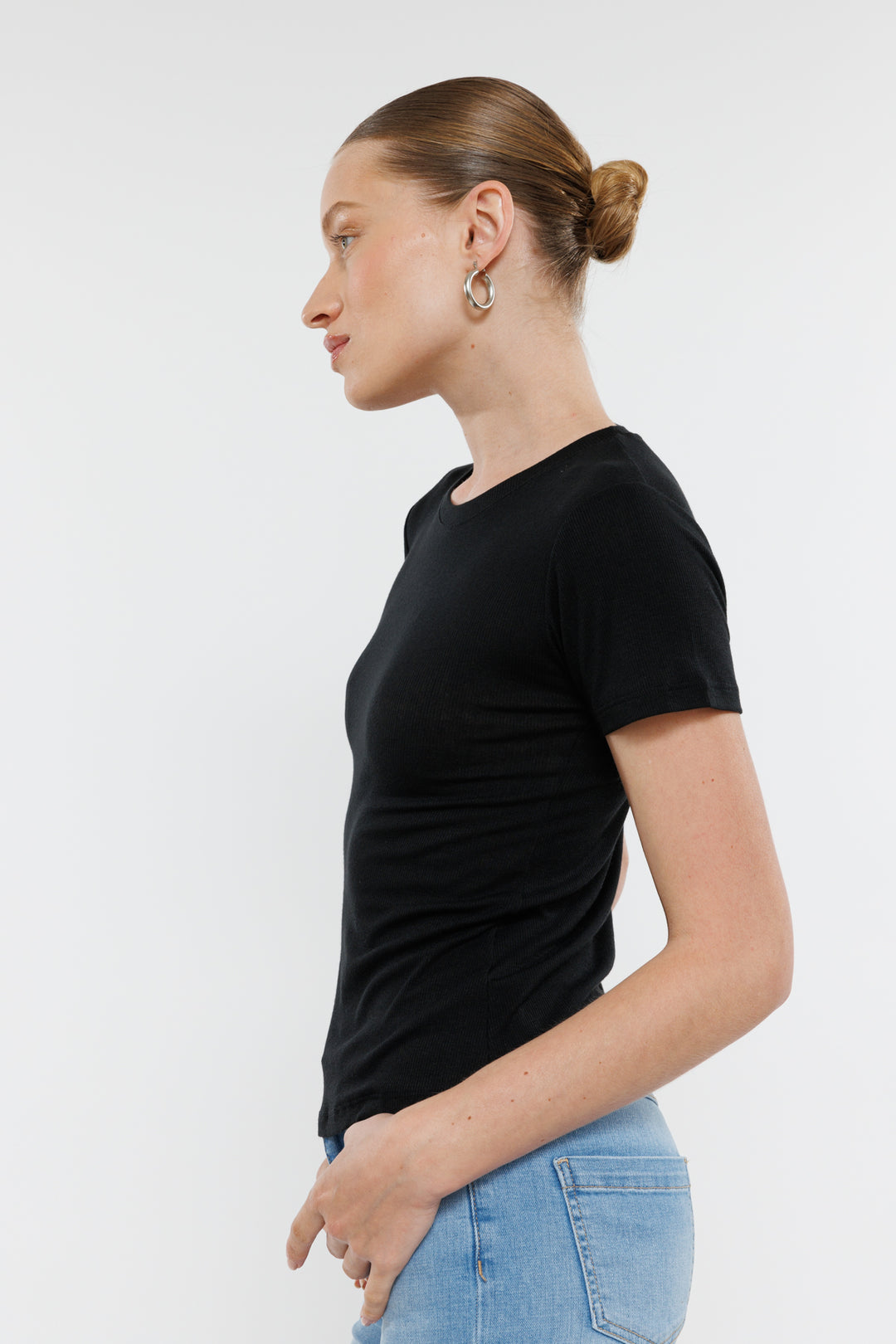 טי שירט קצרה Vichy בצבע שחור