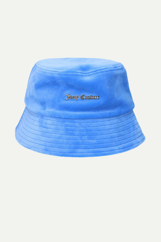 כובע Bucket קטיפה בצבע כחול