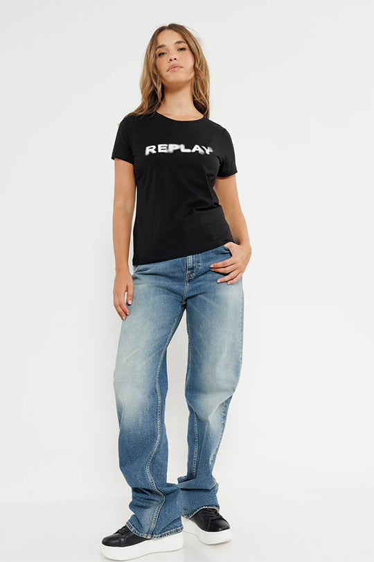 ג'ינס רחב בצבע כחול