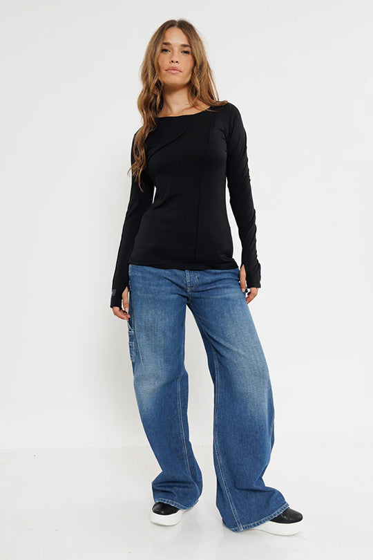 ג'ינס רחב WA526 כחול כהה