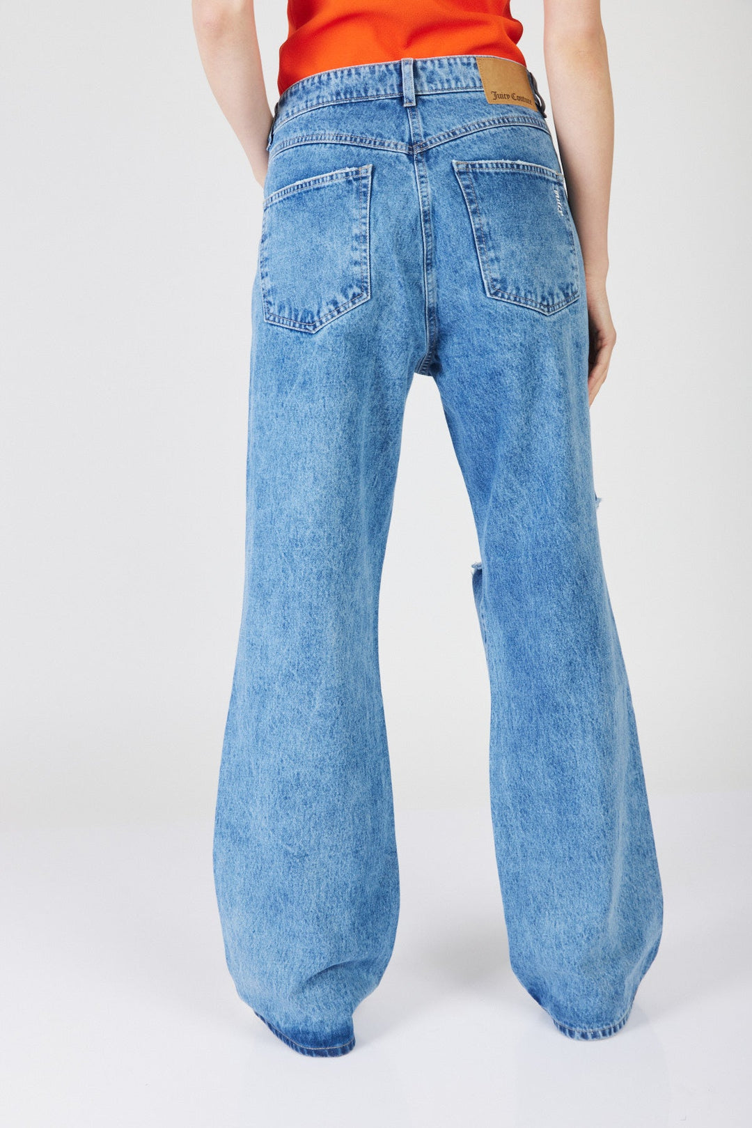 ג'ינס ארוך עם קרעים Wide Leg בצבע כחול - Juicy Couture