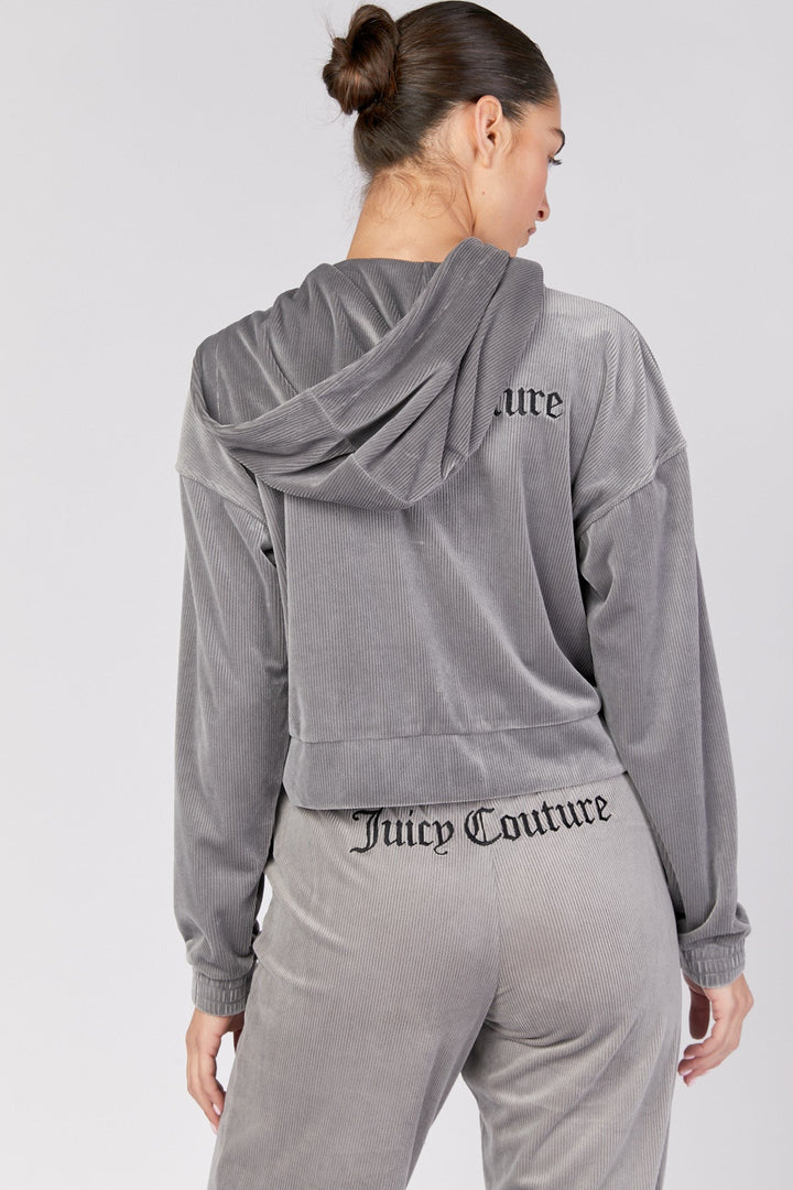 קפוצ'ון Rib Velour בצבע אפור - Juicy Couture
