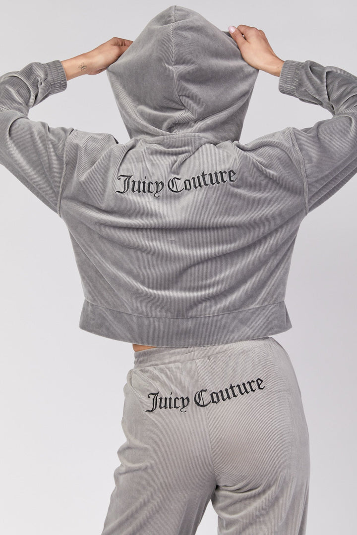 קפוצ'ון Rib Velour בצבע אפור - Juicy Couture