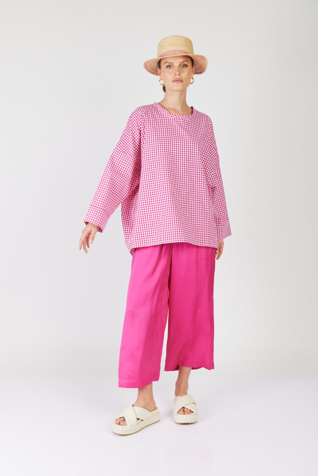 מכנסי מייקל רחבים בצבע ורוד - Two/Tone