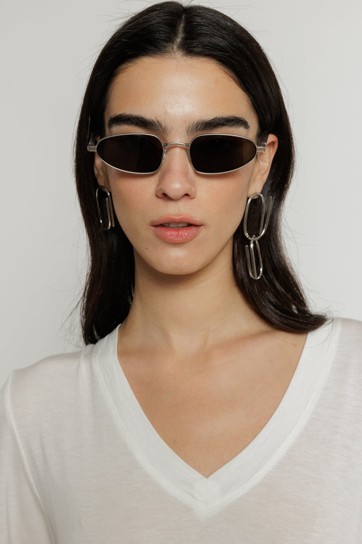 משקפי שמש Hingeless Olive בצבע כסף