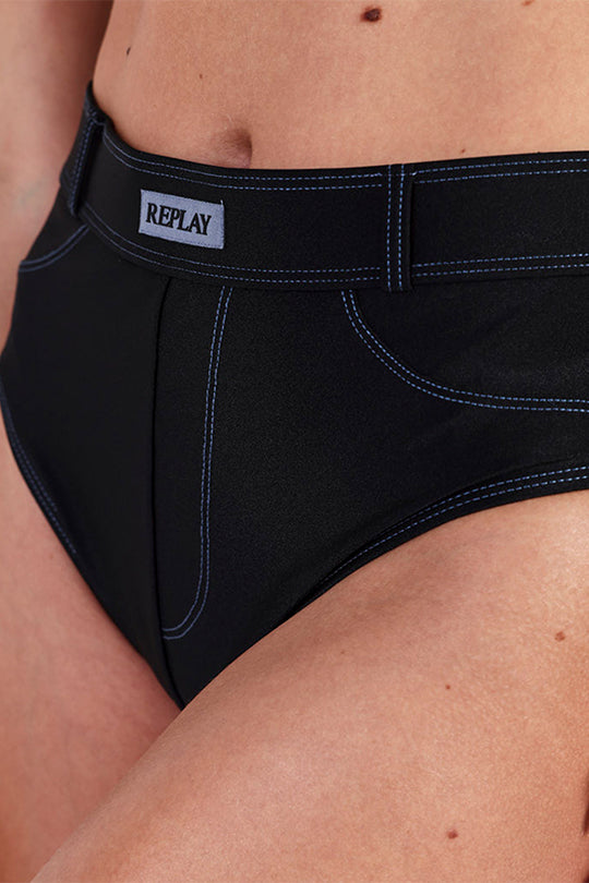 תחתון ביקיני Jeans Stitching בצבע שחור